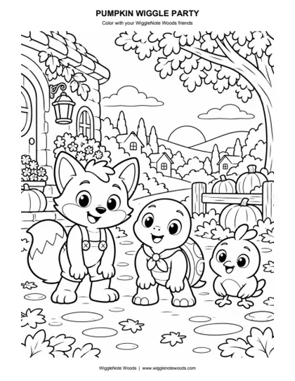 Pumpkin Wiggle Party — Coloring page 4