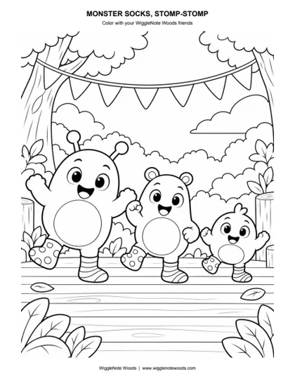 Monster Socks, Stomp-Stomp — Coloring page 5